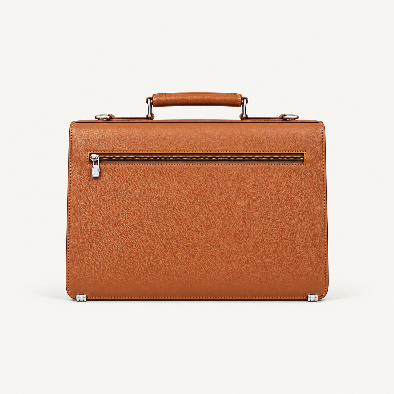 Men's Tan Brown Leather Executive Briefcase – Classic Flap-Over Business & Office Bag Gallery